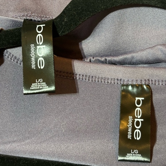 BEBE Pajama Set Pants Elastic Waist Lace Panel rim Down the Legs Size L - Picture 10 of 16